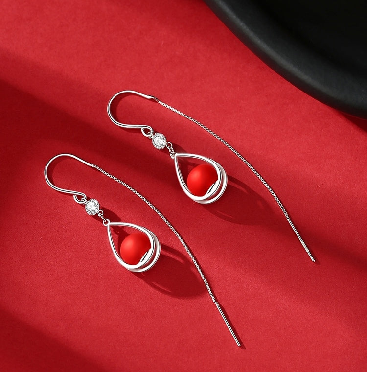 ✨ Ruby Drop Threader Earrings ✨