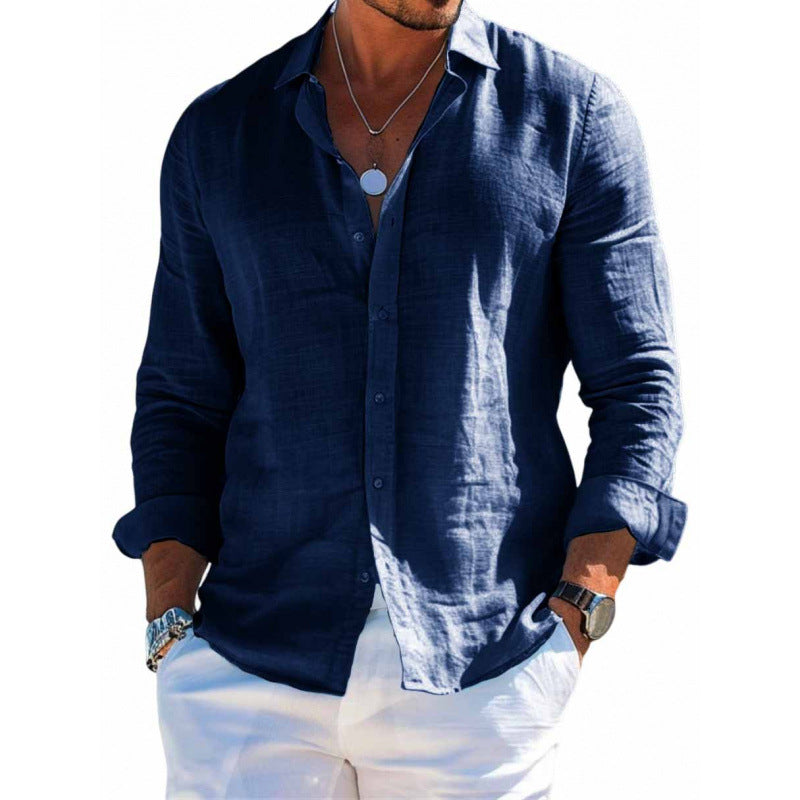 Men’s Casual Linen Long Sleeve Shirt