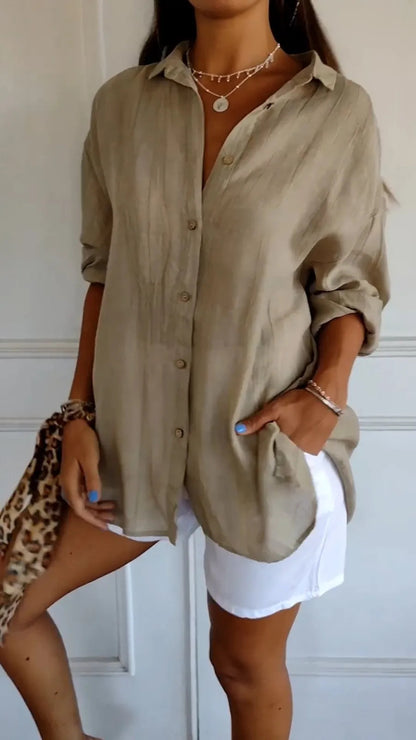 Women’s Oversized Casual Button-Up Shirt