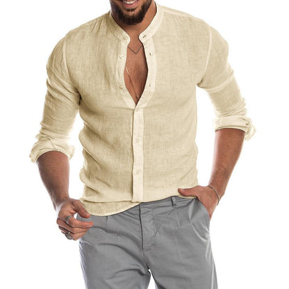 Men’s Stand Collar Linen Shirt