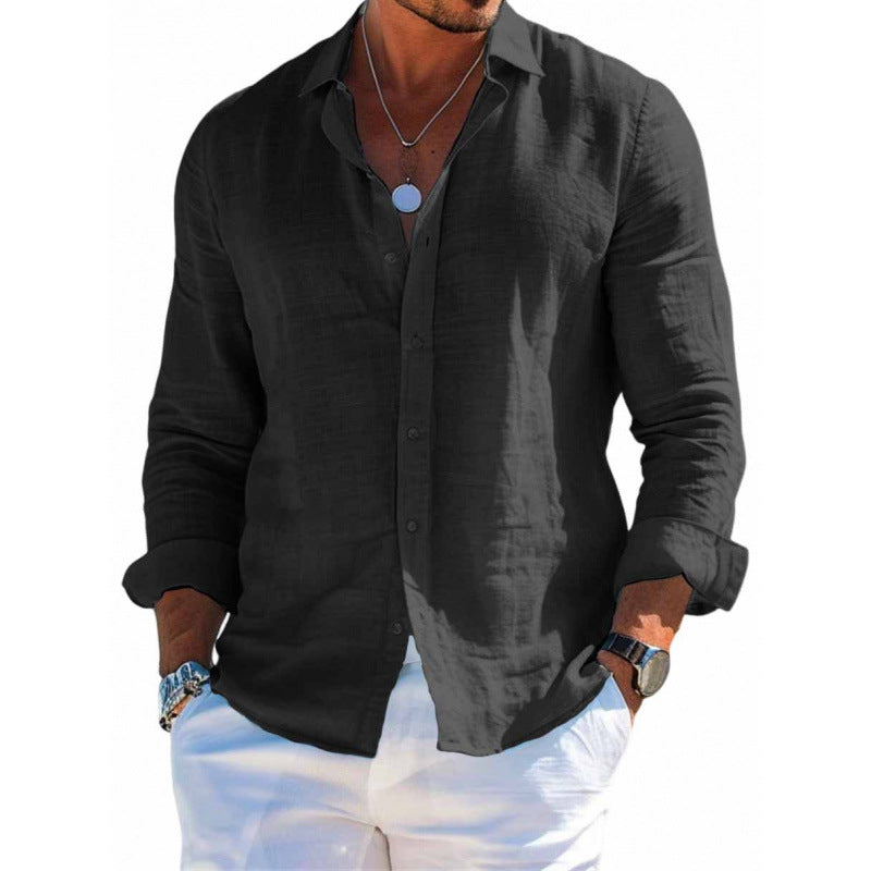 Men’s Casual Linen Long Sleeve Shirt