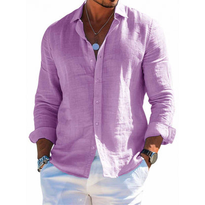 Men’s Casual Linen Long Sleeve Shirt