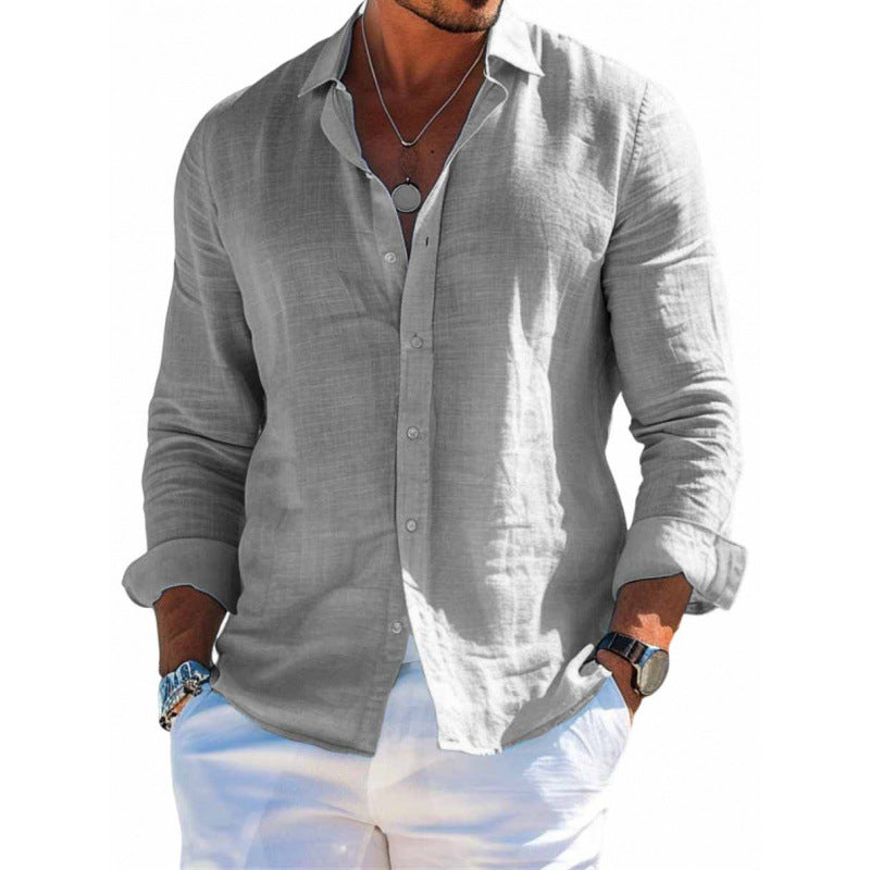 Men’s Casual Linen Long Sleeve Shirt