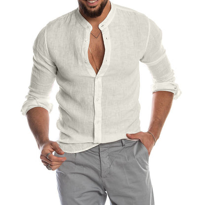 Men’s Stand Collar Linen Shirt