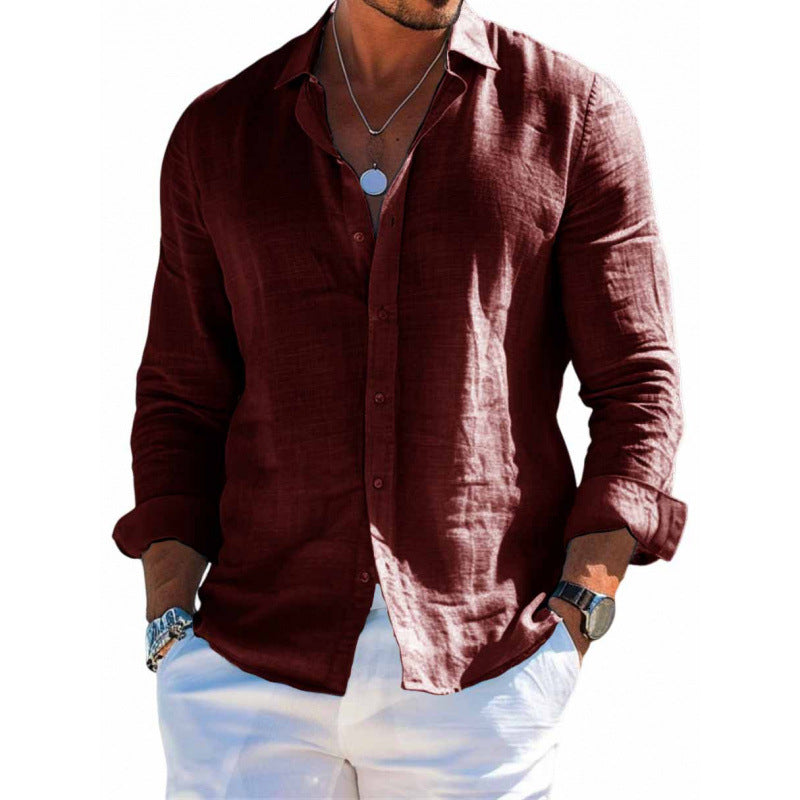 Men’s Casual Linen Long Sleeve Shirt