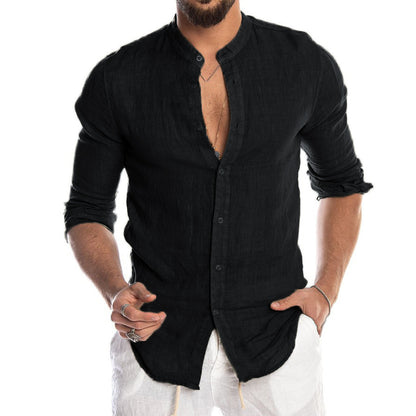 Men’s Stand Collar Linen Shirt