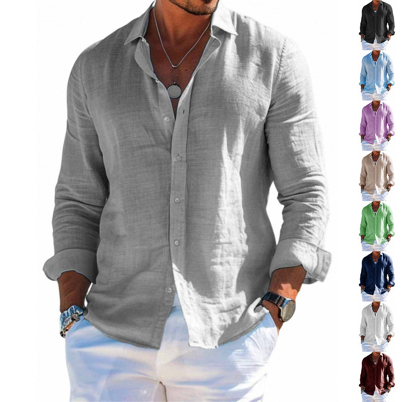 Men’s Casual Linen Long Sleeve Shirt