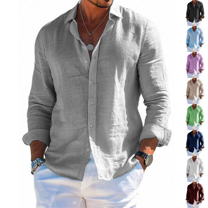 Men’s Casual Linen Long Sleeve Shirt