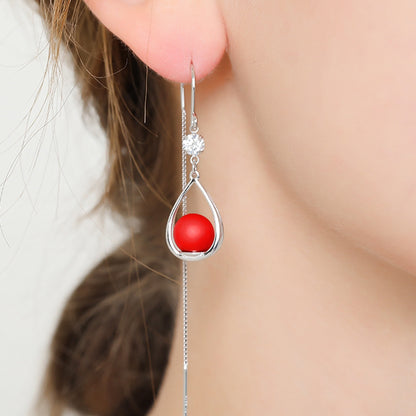 ✨ Ruby Drop Threader Earrings ✨