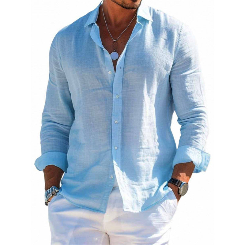 Men’s Casual Linen Long Sleeve Shirt
