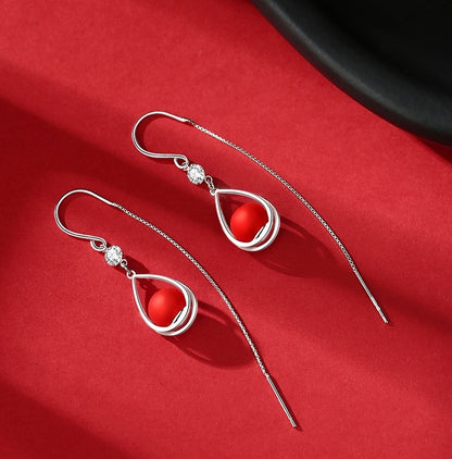 ✨ Ruby Drop Threader Earrings ✨