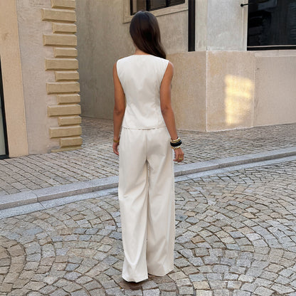 Elegant Beige Two Piece Set