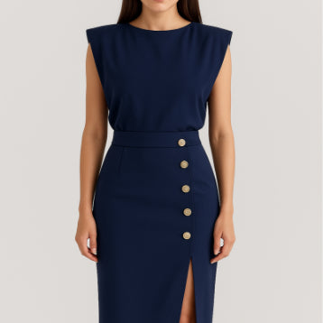 Elegant Summer Midi Dress with Side Cut-Outs