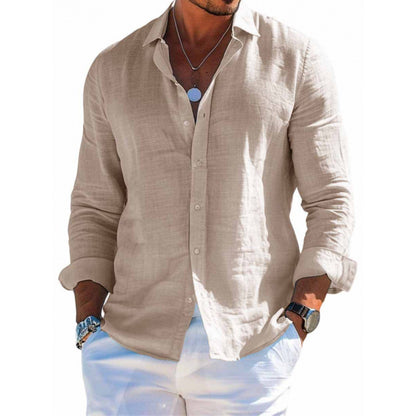 Men’s Casual Linen Long Sleeve Shirt