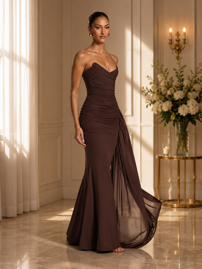 Elegant Strapless Maxi Evening Dress