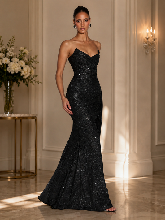 Elegant Strapless Maxi Evening Dress